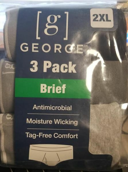 G George 3 Pack Brief Antimicrobial Moisture Wicking Tag-Free Comfort Size 2XL