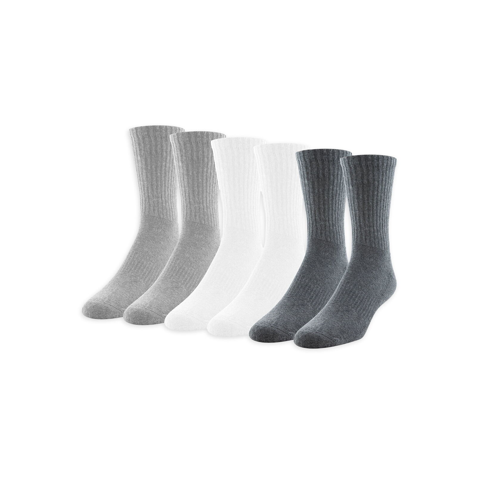 Athletic Works Mens Crew Sock, 6 Pack Shoe Size 6-12 Assorted Color