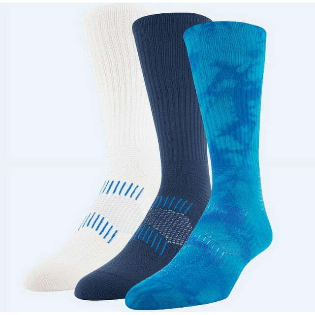 Athletic Works Men's Flat Knit Crew Sock, 3 Pack Assorted Colors Size 6-12