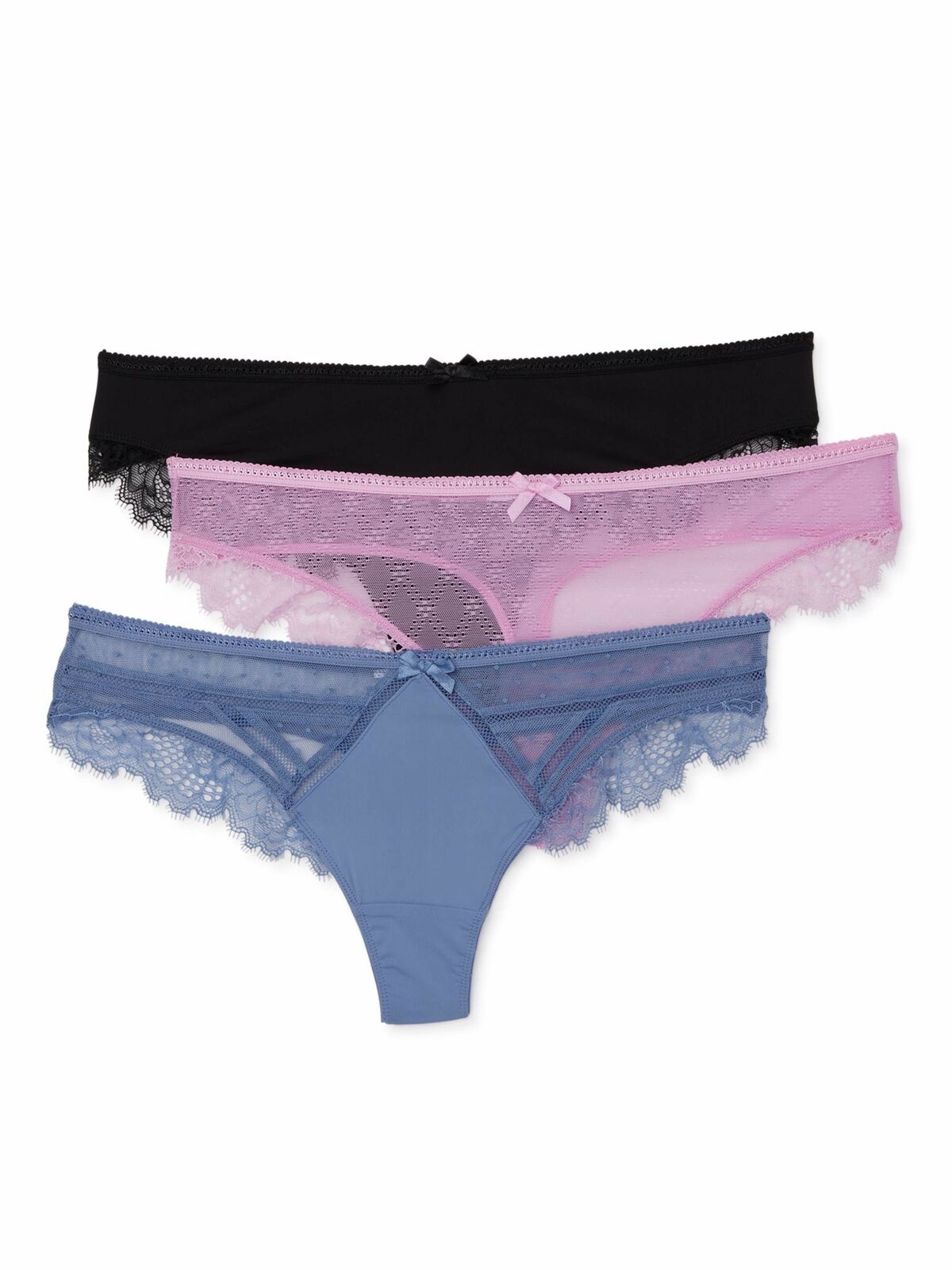 Secret Treasures Women's Dot Mesh Lace Thong Panties, 3-Pack Size XS/XCH (4)