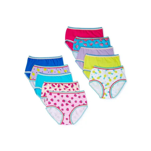 Wonder Nation Girls Brief Underwear, 10-Pack Assorted Colors Size 4