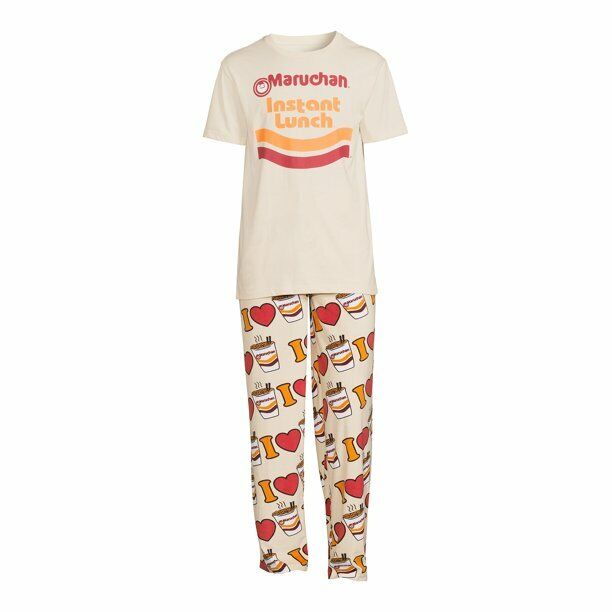 Maruchan Men's 'instant Lunch' Sleepwear Set, 2-Piece, Beige/Multi Size 2XL