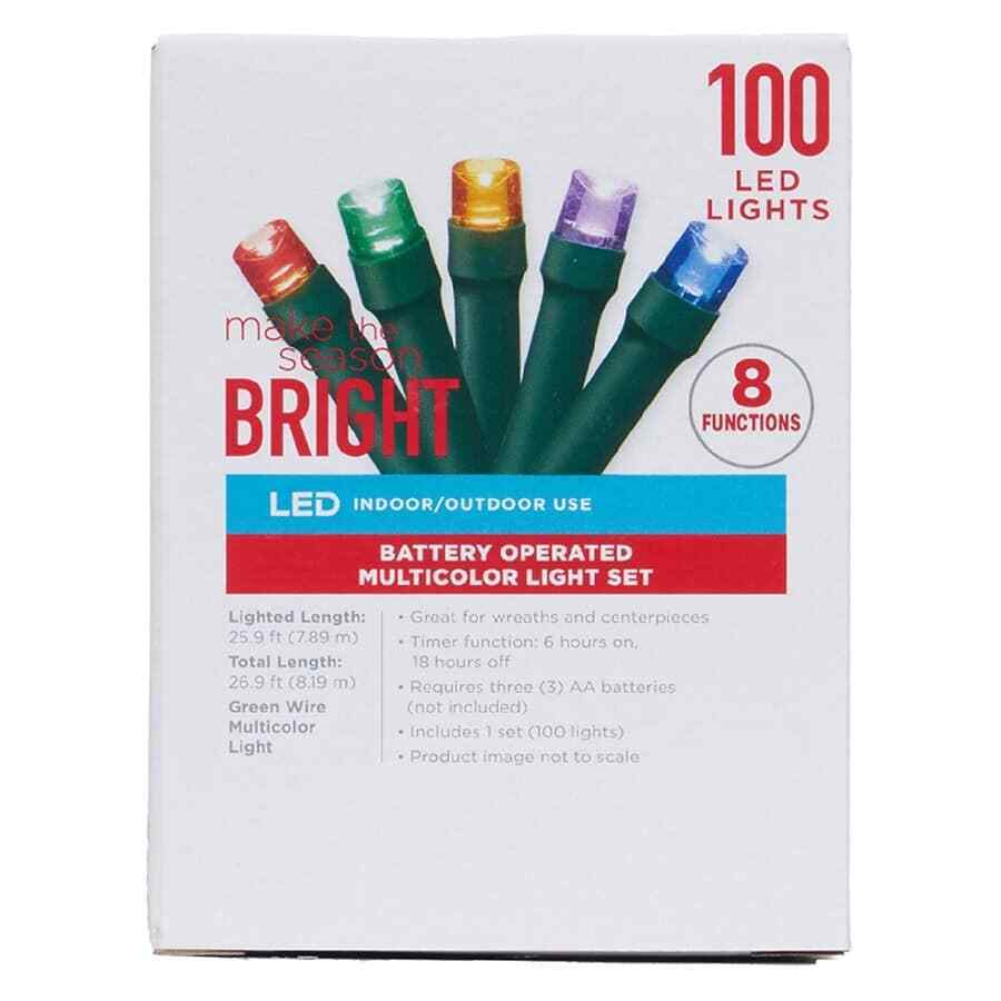 Make The Season Bright LED Battery Operated Multicolor Light Set (100 Lights)