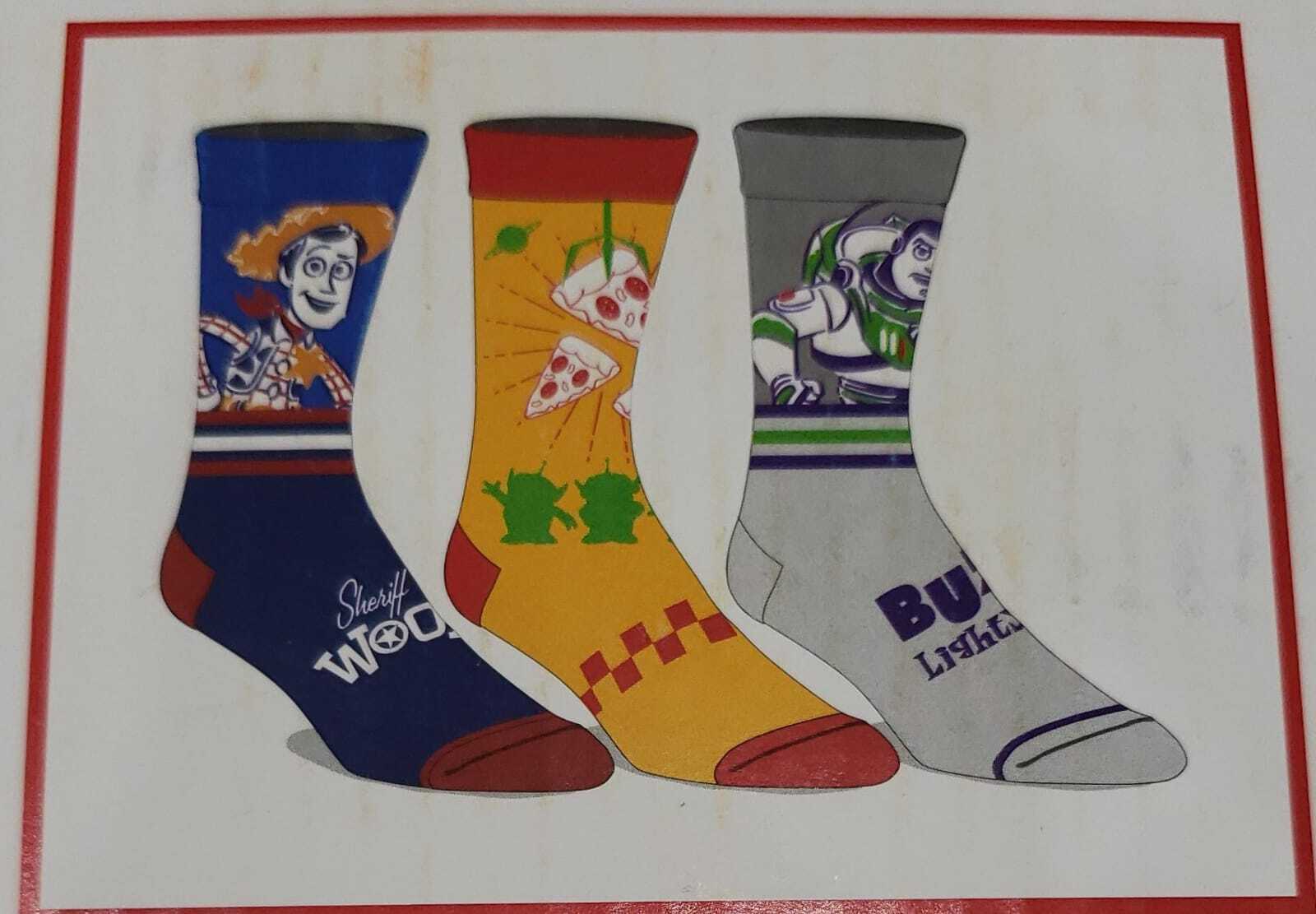 Toy Story Men's 3-Pack of Crew Socks with Novelty Gift Box, Sizes 8-12