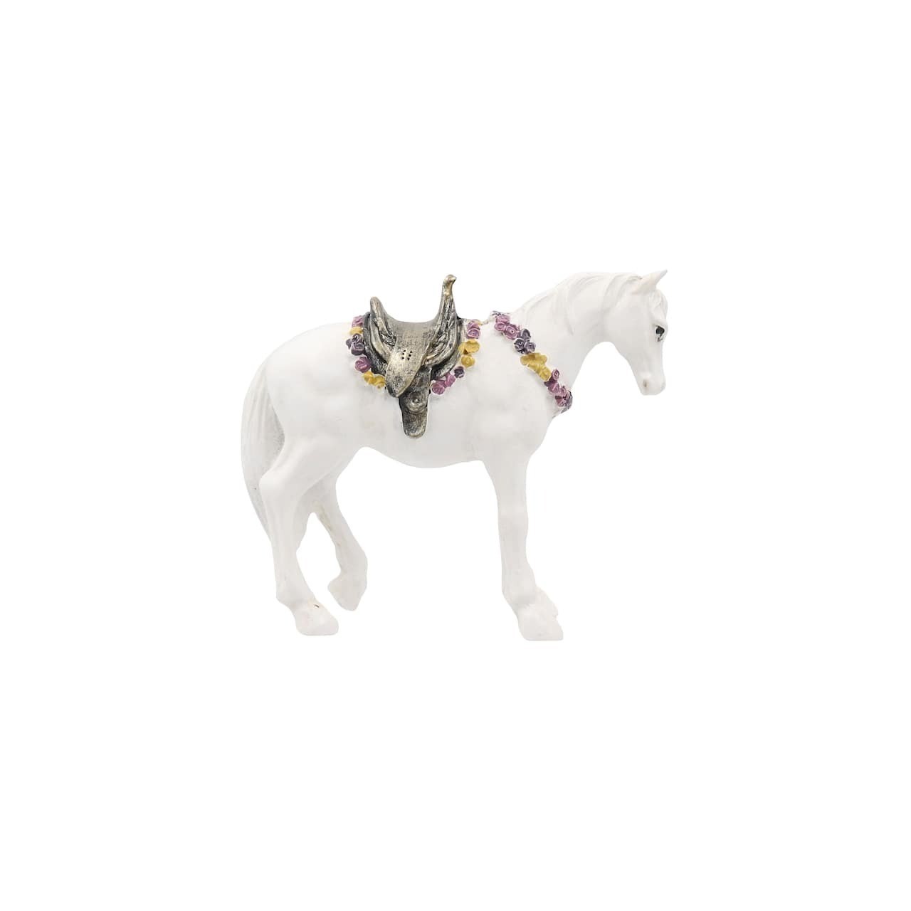 AshlandÂ® Mini White Horse with Flowers Decorations