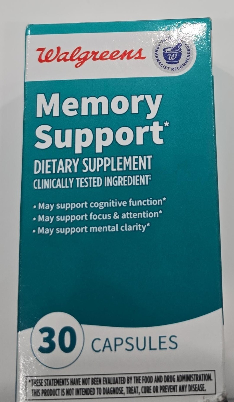 Walgreens Memory Support Dietary Supplement 30 Count 08/2026