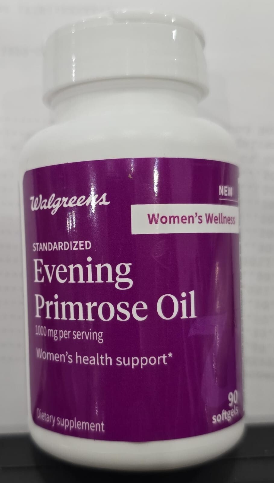 Walgreens Standardized Evening Primrose 1000 mg Softgels 90 Count EXP 06/2027