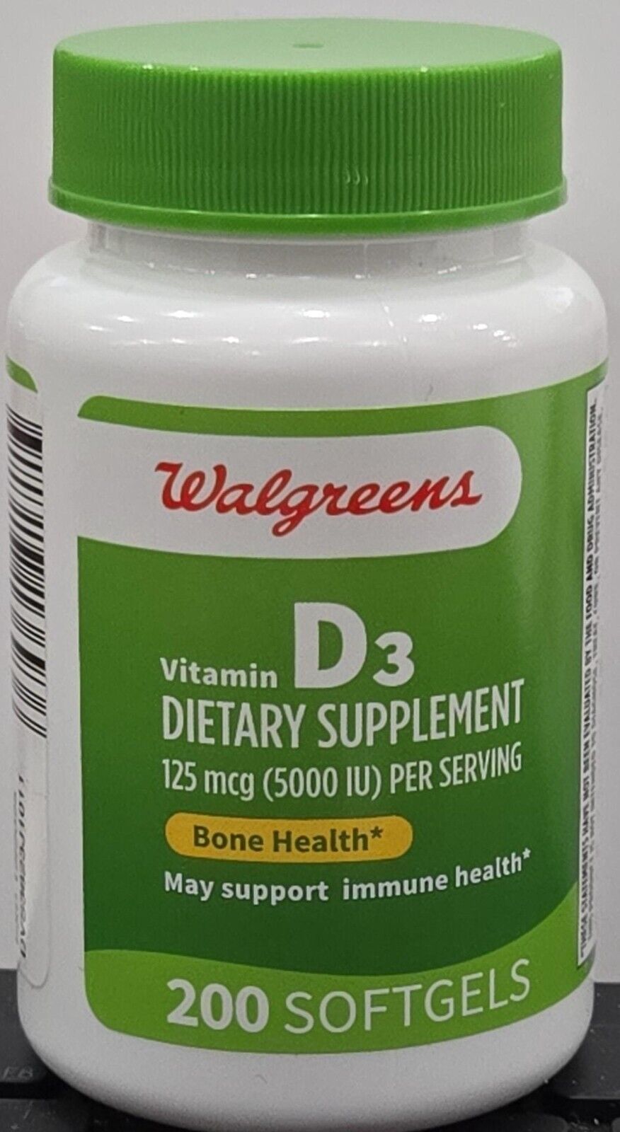 Walgreens Vitamin D3 125 mcg (5000 IU) Softgels (200 days), 200 Soft Gels