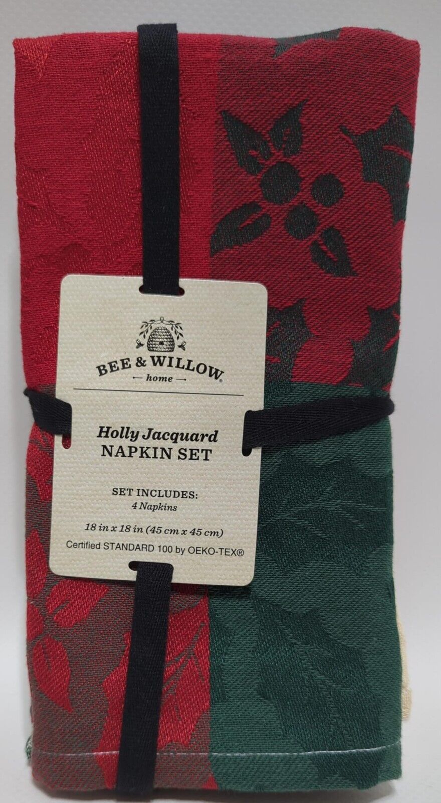 Bee & Willow Holly Jacquard Napkin Set, Multicolor 18