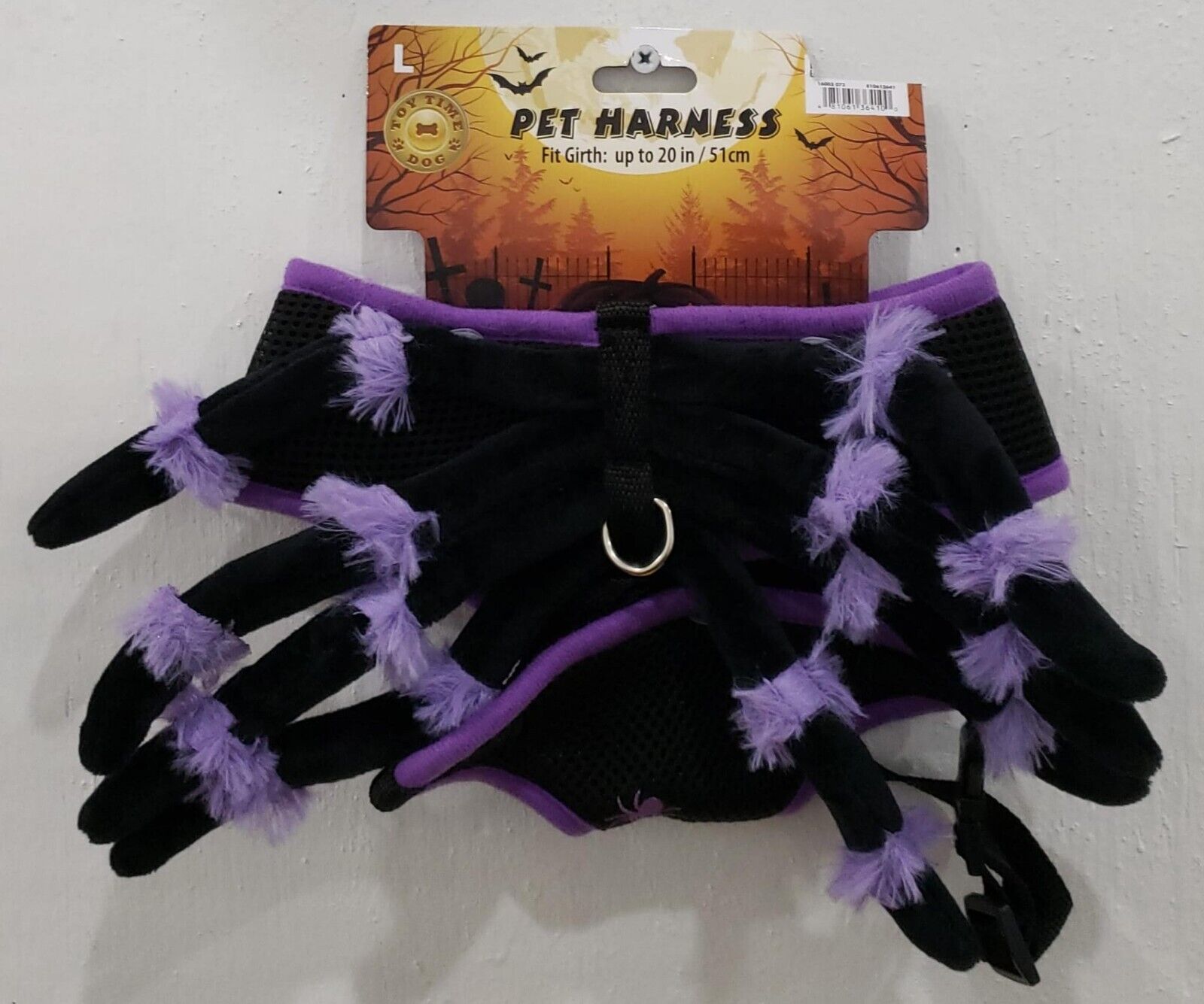 Toy Time Dog Black & Purple Pet Harness, Fit Girth: Up To 20 in (51cm) Size L