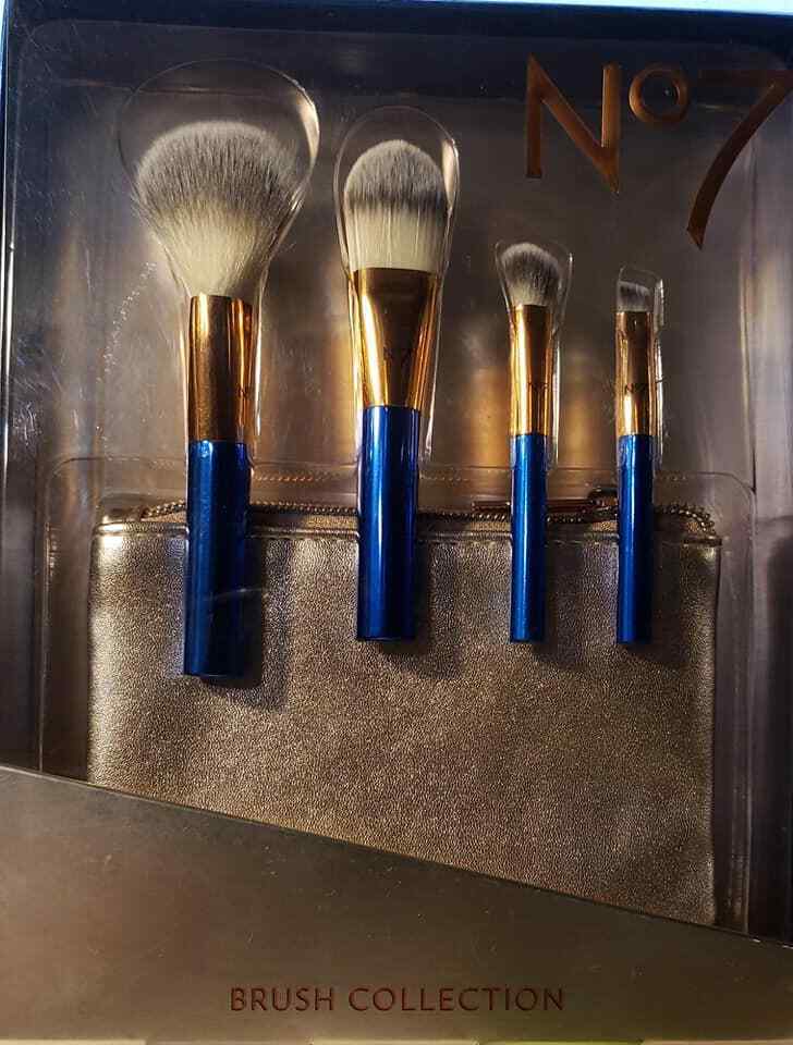No7 Rose Gold Makeup Bag Blue Travel Mini Brush Set
