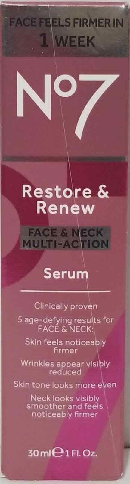 No7 Restore & Renew Face & Neck Multi Action Serum - 1 fl oz