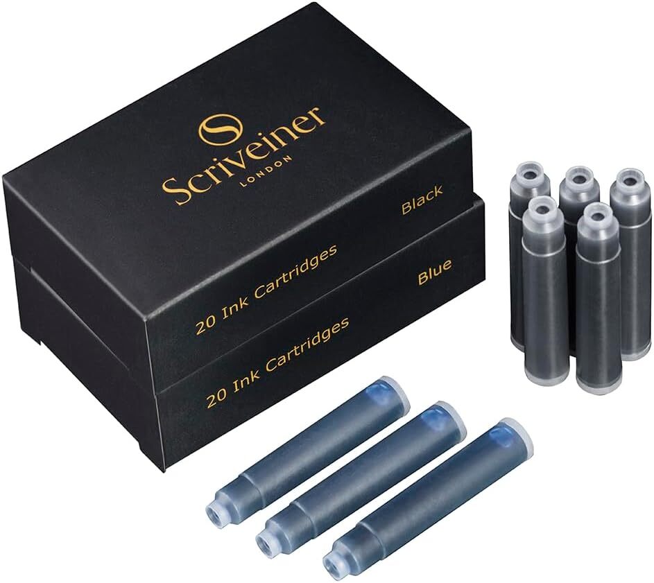 Fountain Pen Ink Cartridges - Black - 20 Standard International Bundle