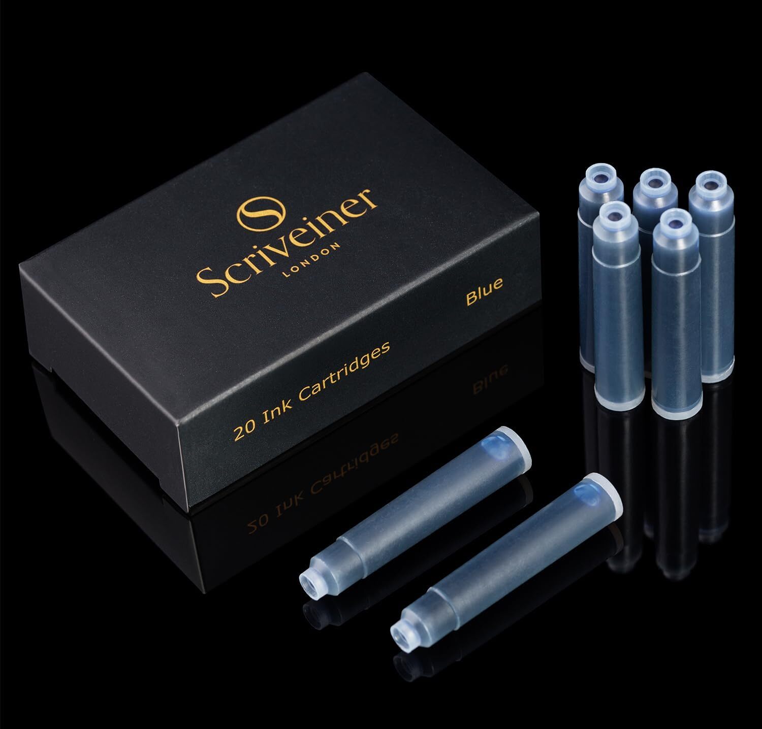 Scriveiner Fountain Pen Ink Cartridges - Blue - 20 Standard International Ink