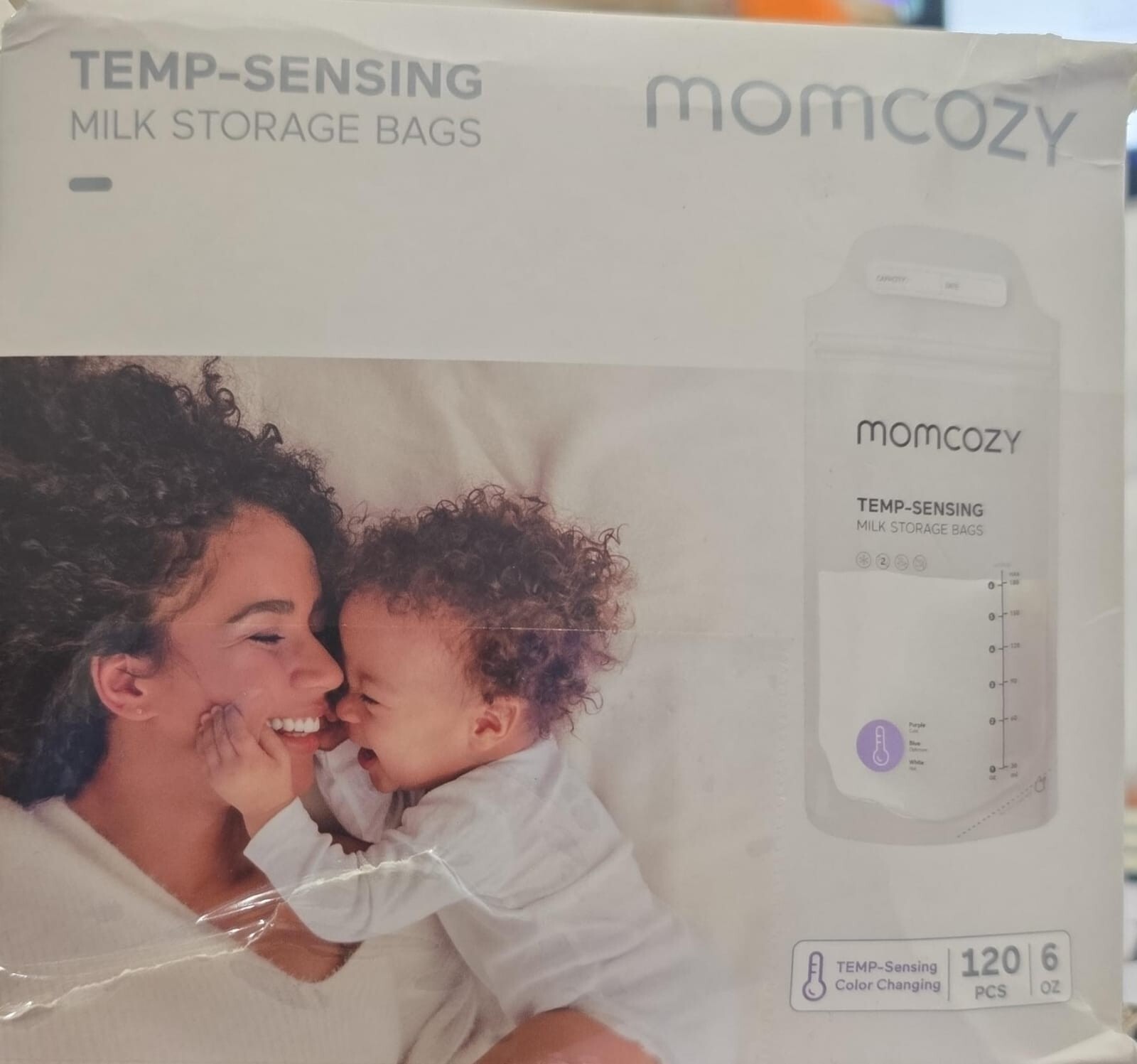 Momcozy Temp-Sensing Discoloration Breastmilk Storage Bags, 6oz, 120 count