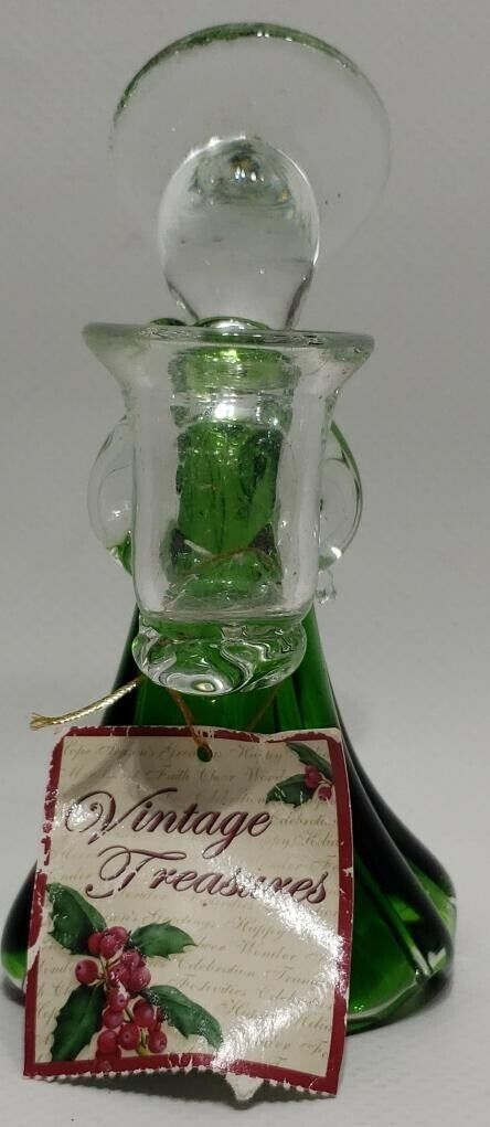 Vintage Treasures Praying angel candle holder Green