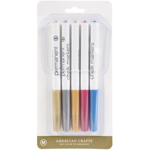 American Crafts Permanent Chalk Markers 5/Pkg- Metallic Assorted Colours