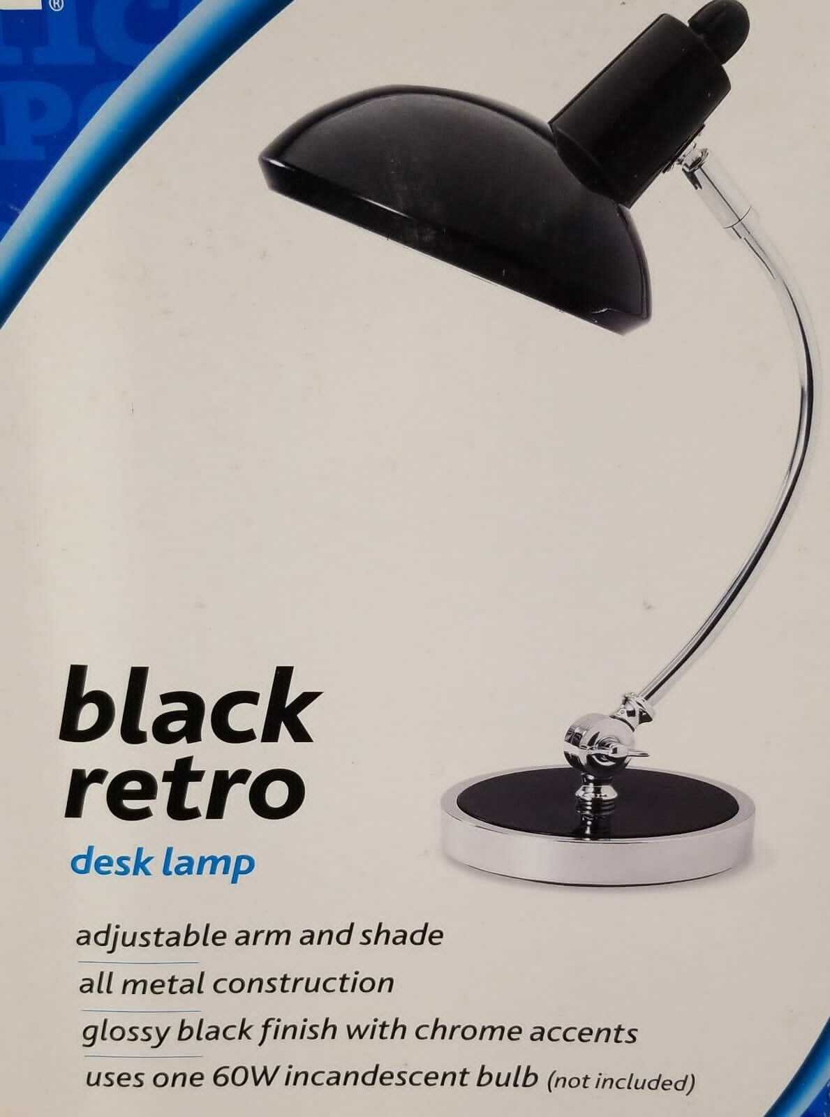 Office DepotÂ® Brand Retro-Style Desk Lamp, Glossy Black 17 1/2