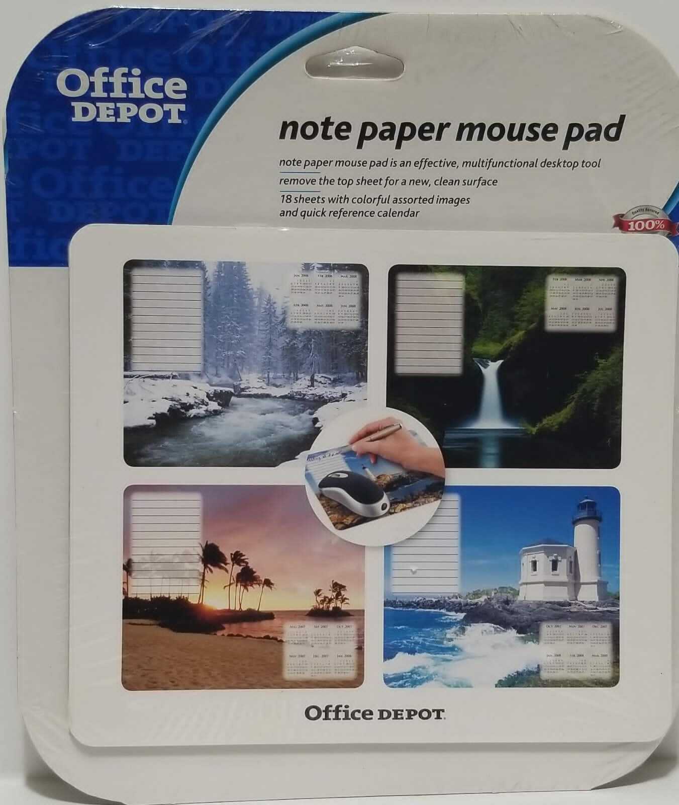 Office DepotÂ® Brand Mouse Paper Pad Seasonal Design With Calendar 18 Sheets Pad