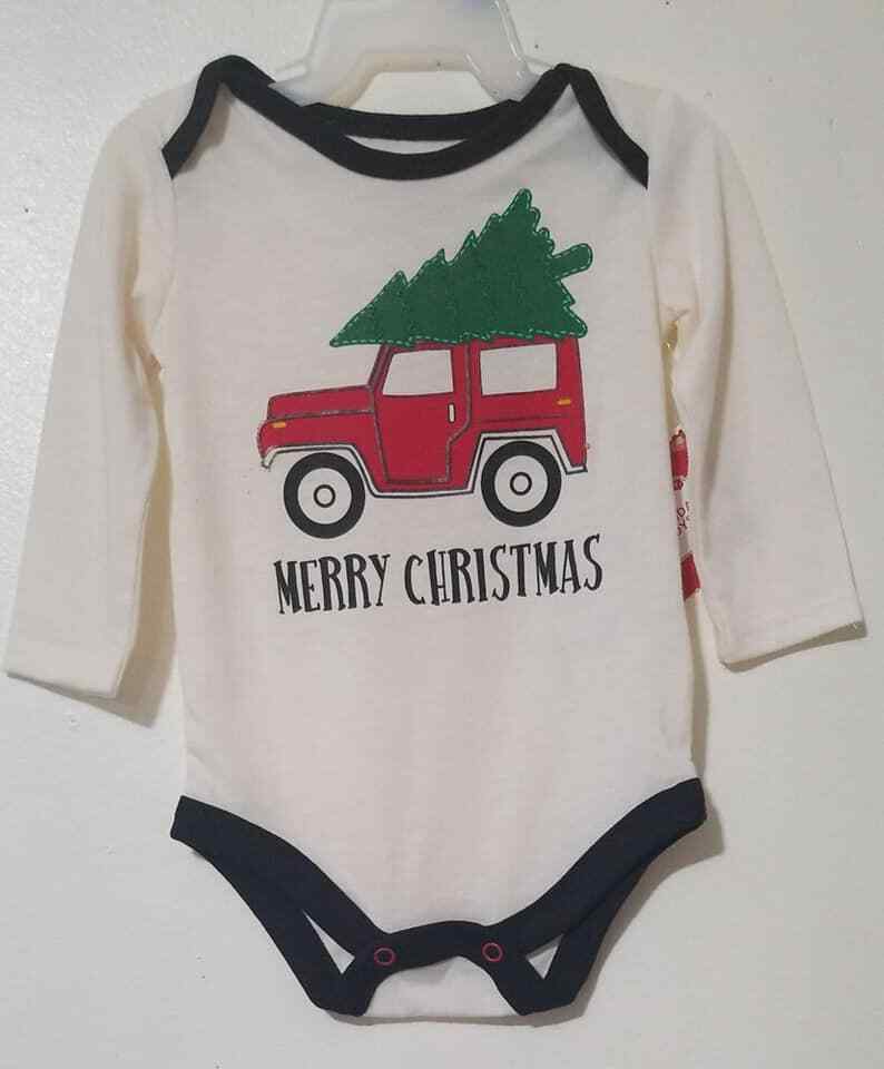 Holiday Time Holiday Bodysuit Merry Christmas Size 3-6M Cream