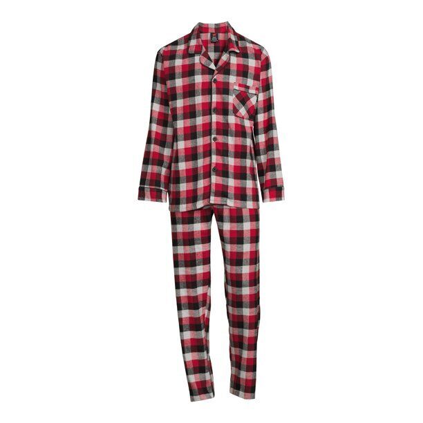 Hanes Men's Cotton Flannel Pajama 2-Piece Set Red Size 2XL
