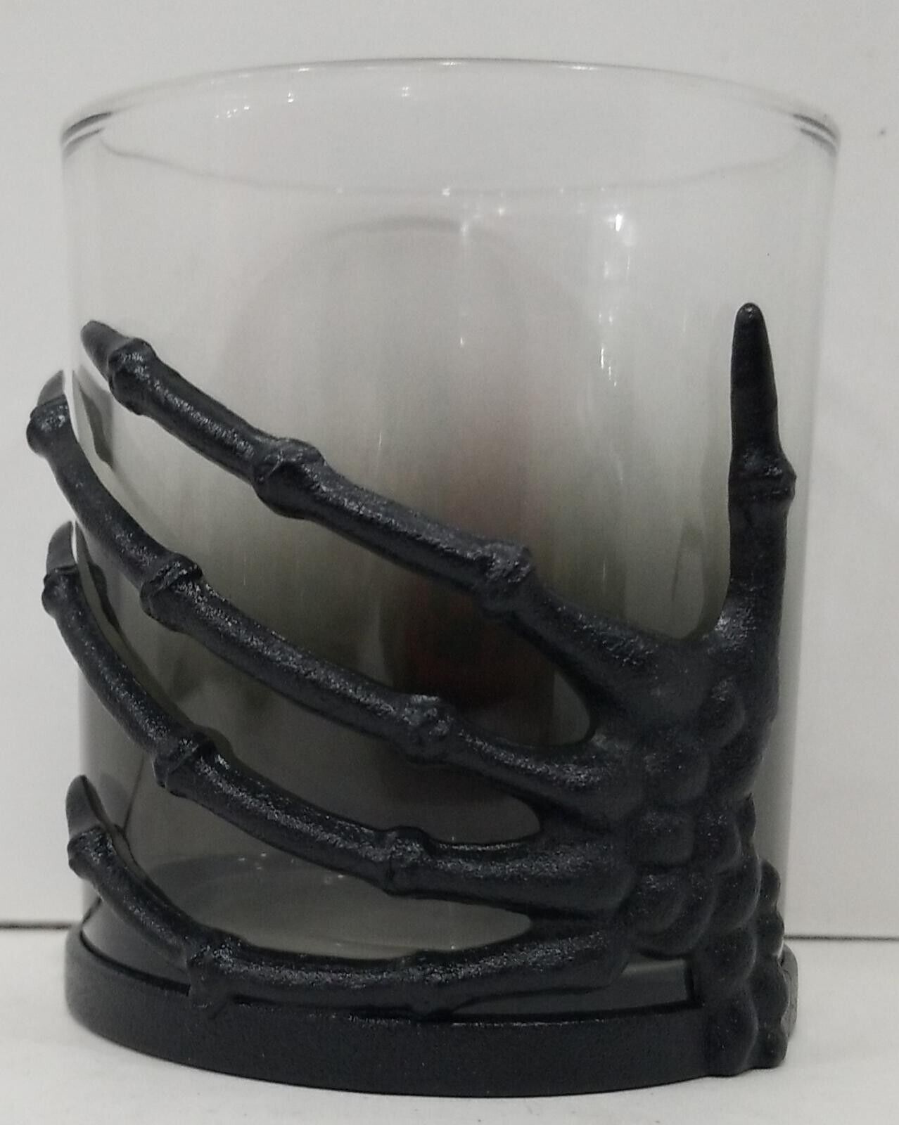 Way to Celebrate Skeleton Whiskey Glassware, Smoked Ombre Glass Black 10 fl oz.