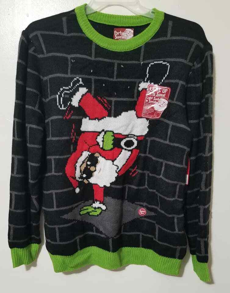 Party Sweater Men's Club Claus Break Dance Black Size S -(34-36)