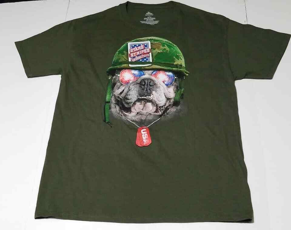 Way to Celebrate Mens Army Green Bulldog Stars Stripes & Winning Fights M 38-40