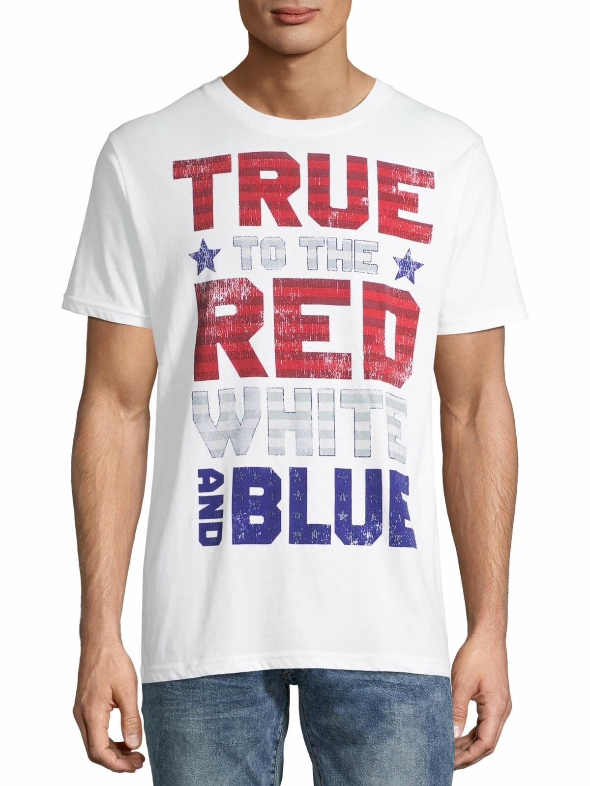 Way to Celebrate Men's Americana True Red White Blue T-Shirt Size XL/XG 42-44