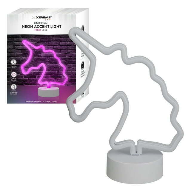 Xtreme Lit Unicorn Table Neon Lamp, 4 Hour Timer, Battery Powered 3 A 10