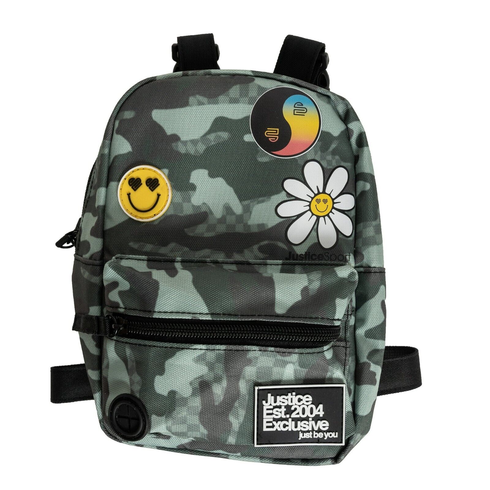 Justice Pet Nylon Camo Wastebag Dispensing Backpack Harness, Green Camo