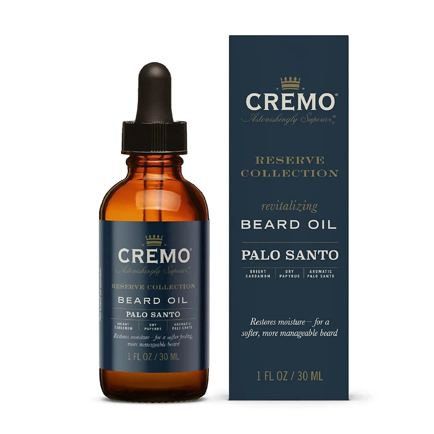 Cremo Reserve Collection Revitalizing Beard Oil, Palo Santo, 1 fl oz (30 ml)