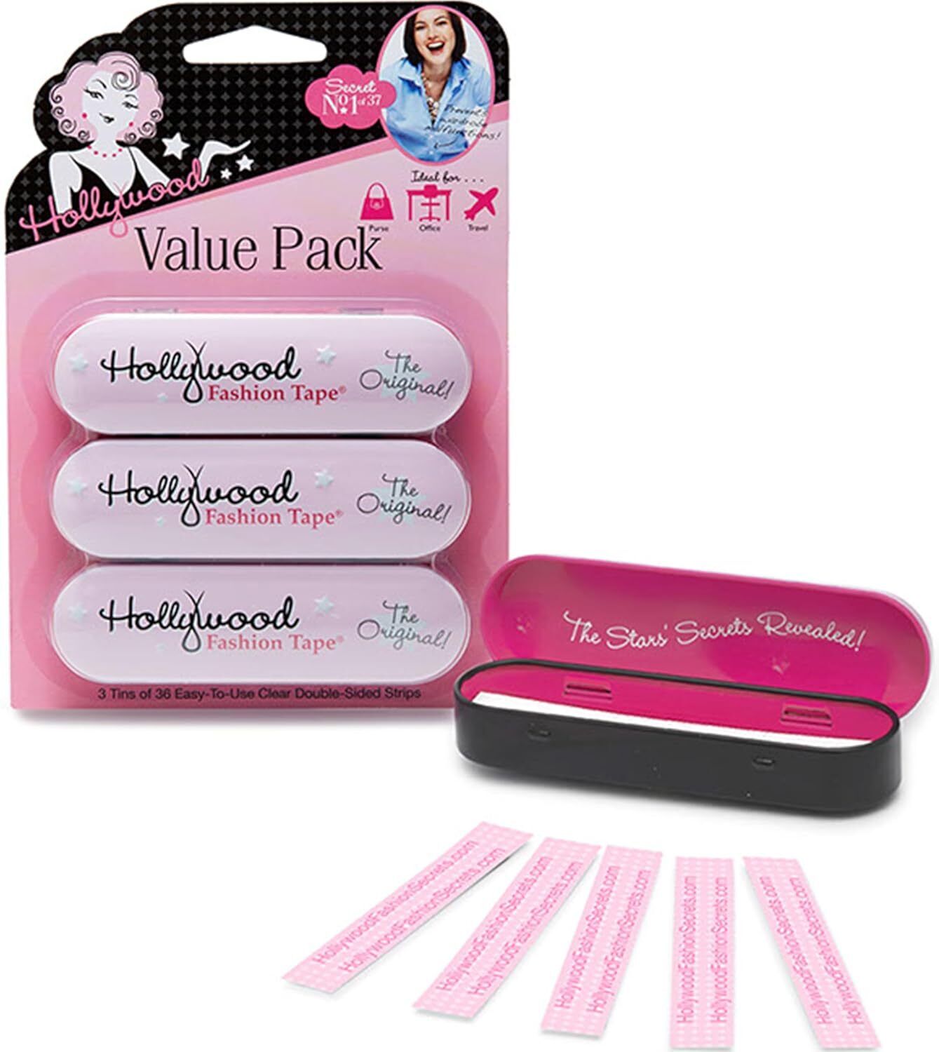 Hollywood Fashion Secrets Medical Quality Double-Stick Apparel Tape, 3 tins x