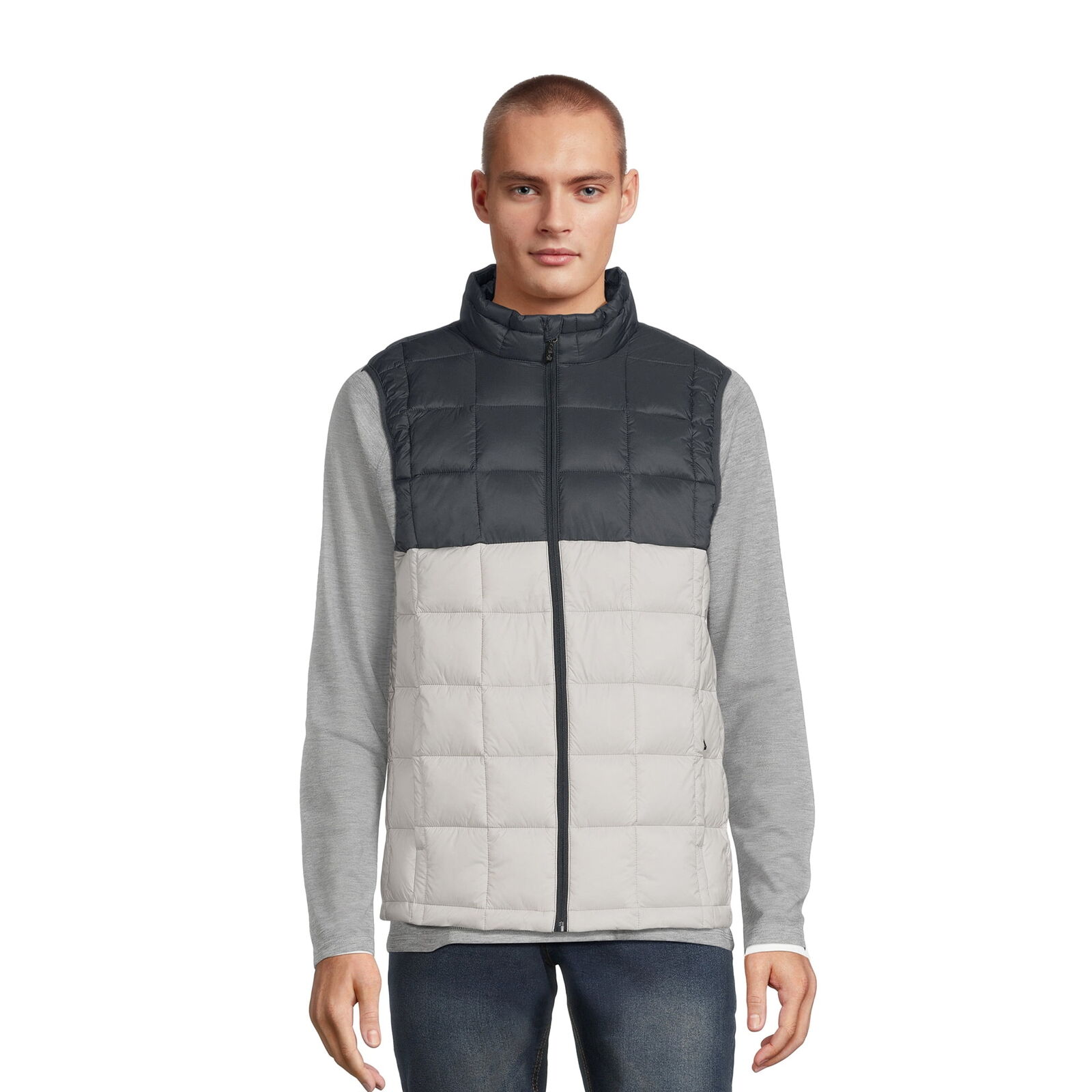 Swiss Tech Men's Puffer Vest Size M (38-40) Color Sliver/Gre