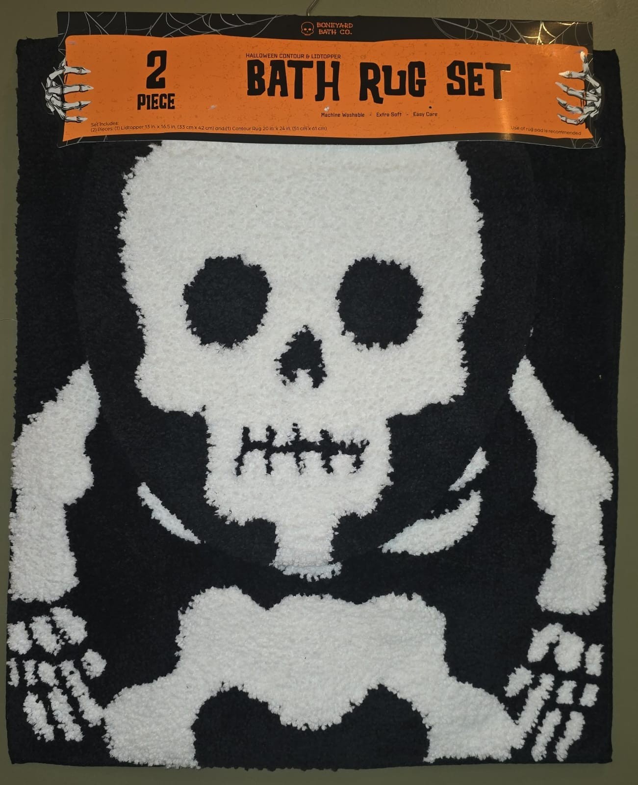 Boneyard Bath Co. Jack -O'-Lantern 2PC Halloween Bath Rug Set