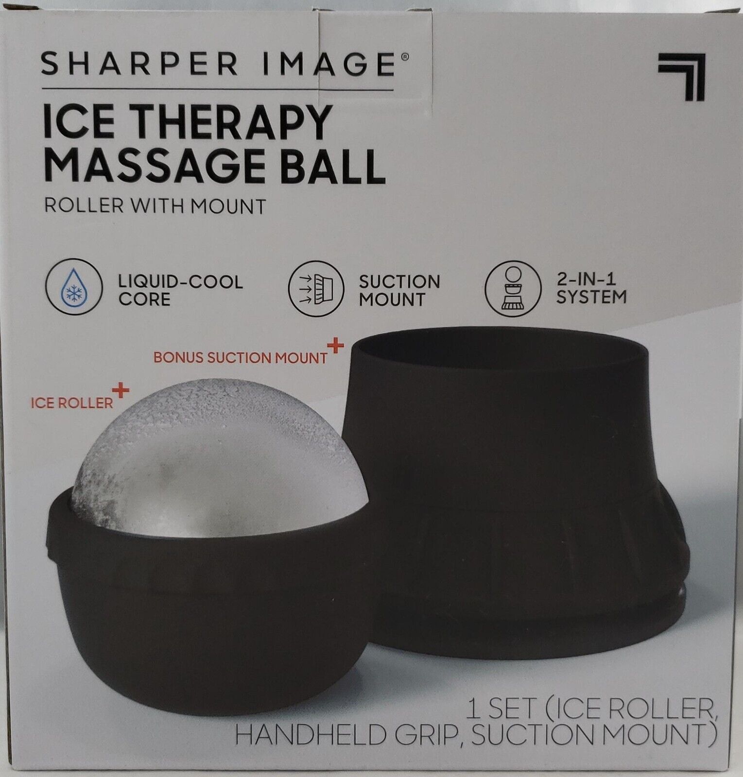 Sharper Image Ice Therapy Massage Ball with Suction Wall Mount, Liquid-Cool Core