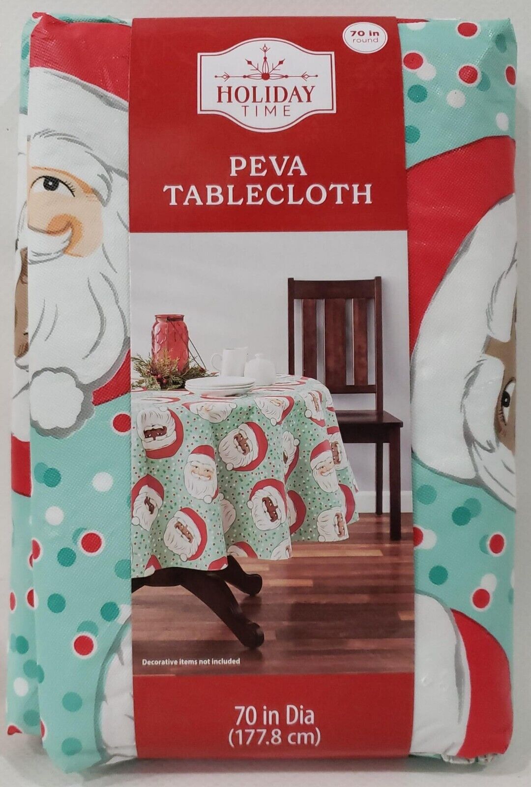 Holiday Time Santa PEVA Tablecloth 70 Inch Round