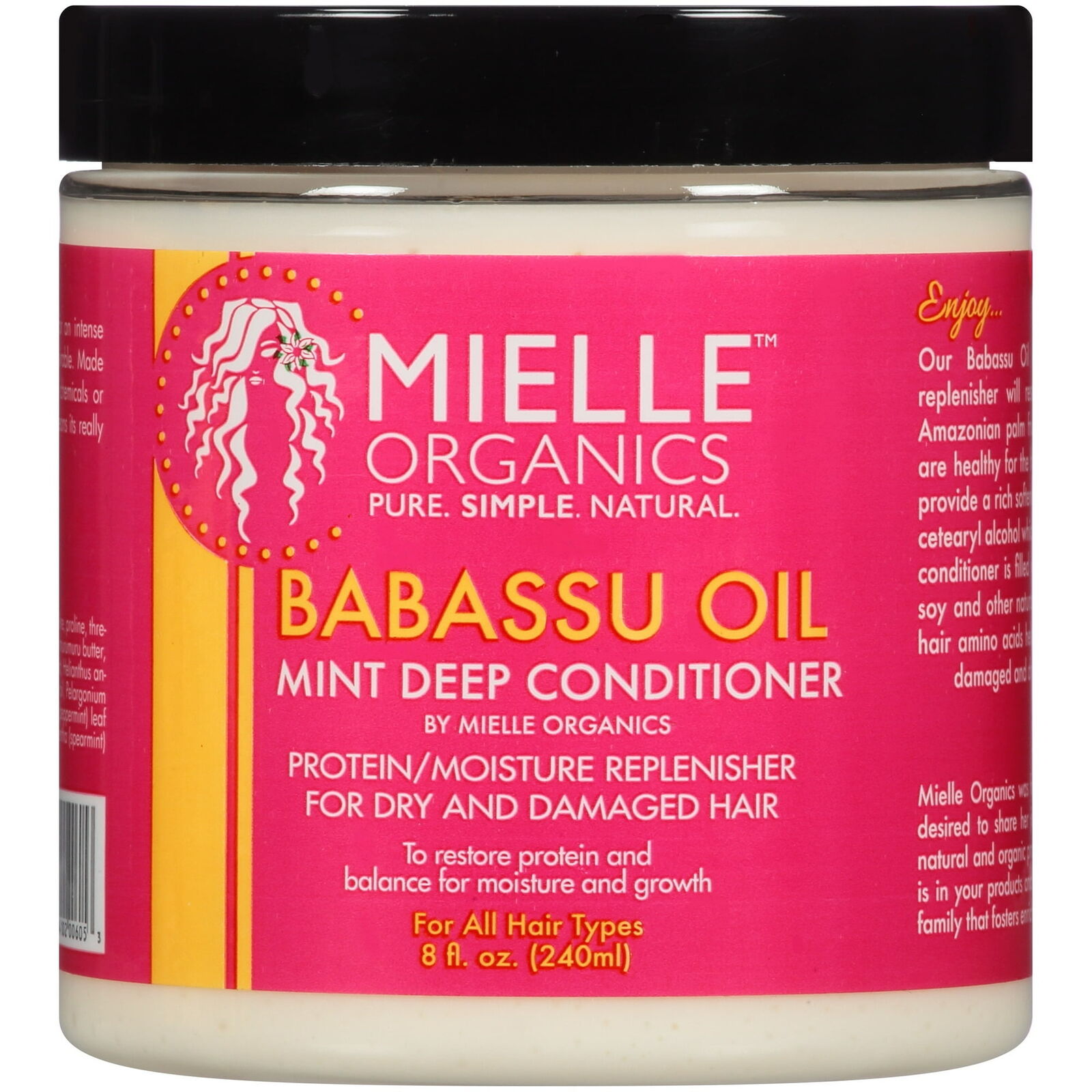 Mielle Organics Babassu Oil Mint Moisturizing Deep Conditioner, 8 fl oz All Hair