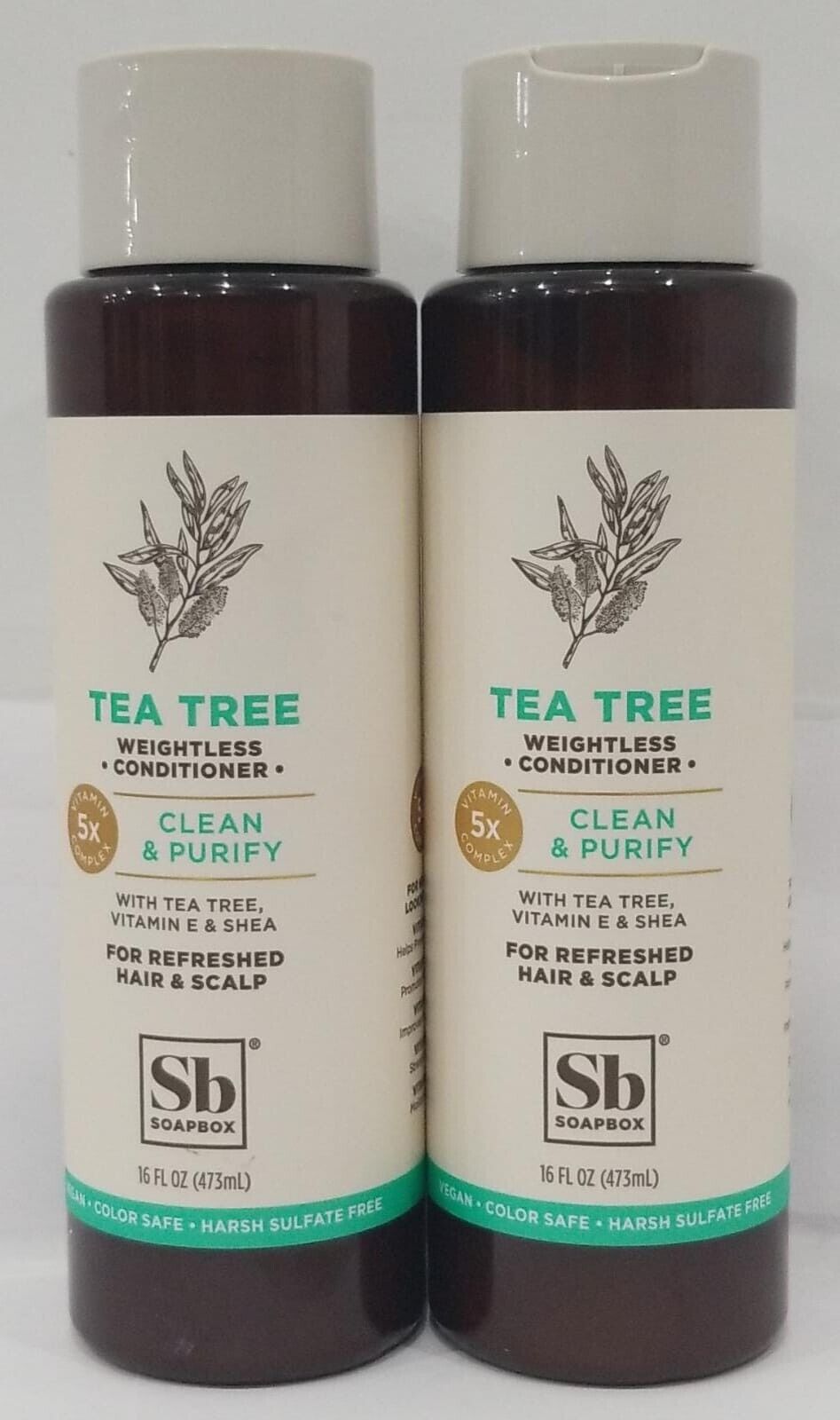 Lot Of 2 Soapbox Tea Tree Clean & Purify Conditioner with Shea Butter, 16 oz