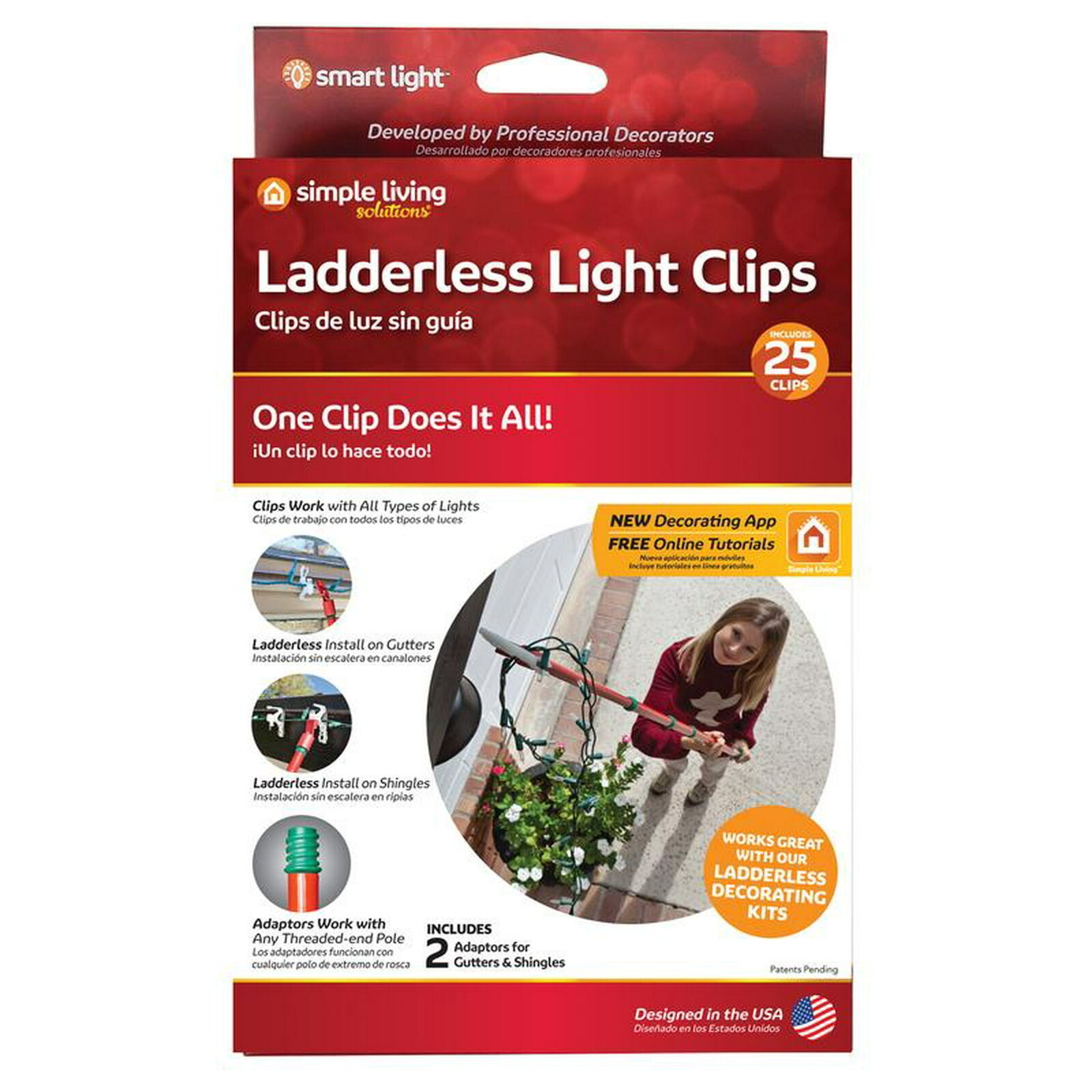 Simple Living Solution's Ladderless Light Clips (White) with Gutter and Shingle