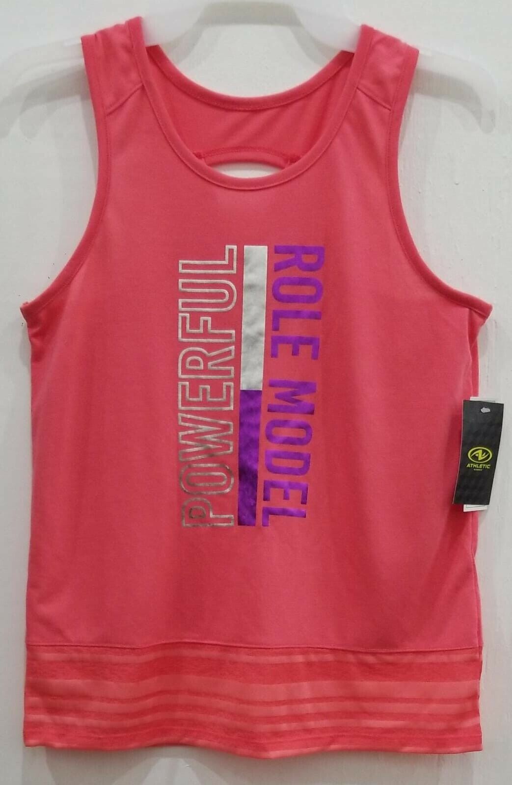 Athletic Works Juniors 'Powerful Role Model' Racer Back Tank Coral XL/XG(14-16)