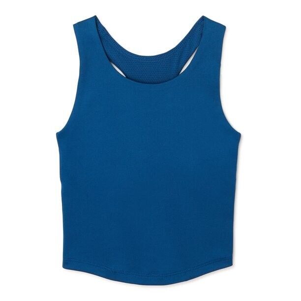 Athletic Works Girls Longline Bra Tank Top Blue Size XS(4-5)