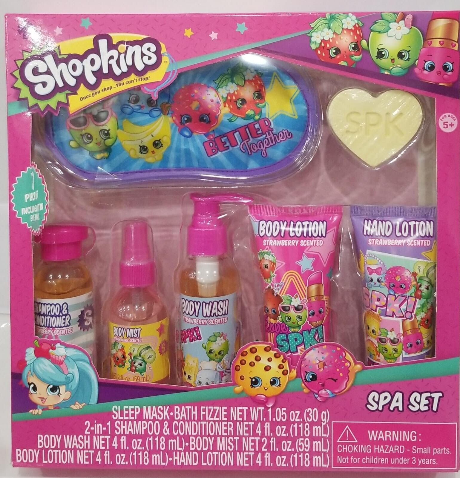 Shopkins Better Together Bath & Body Spa With Satin Sleep Mask 7 Piece Set