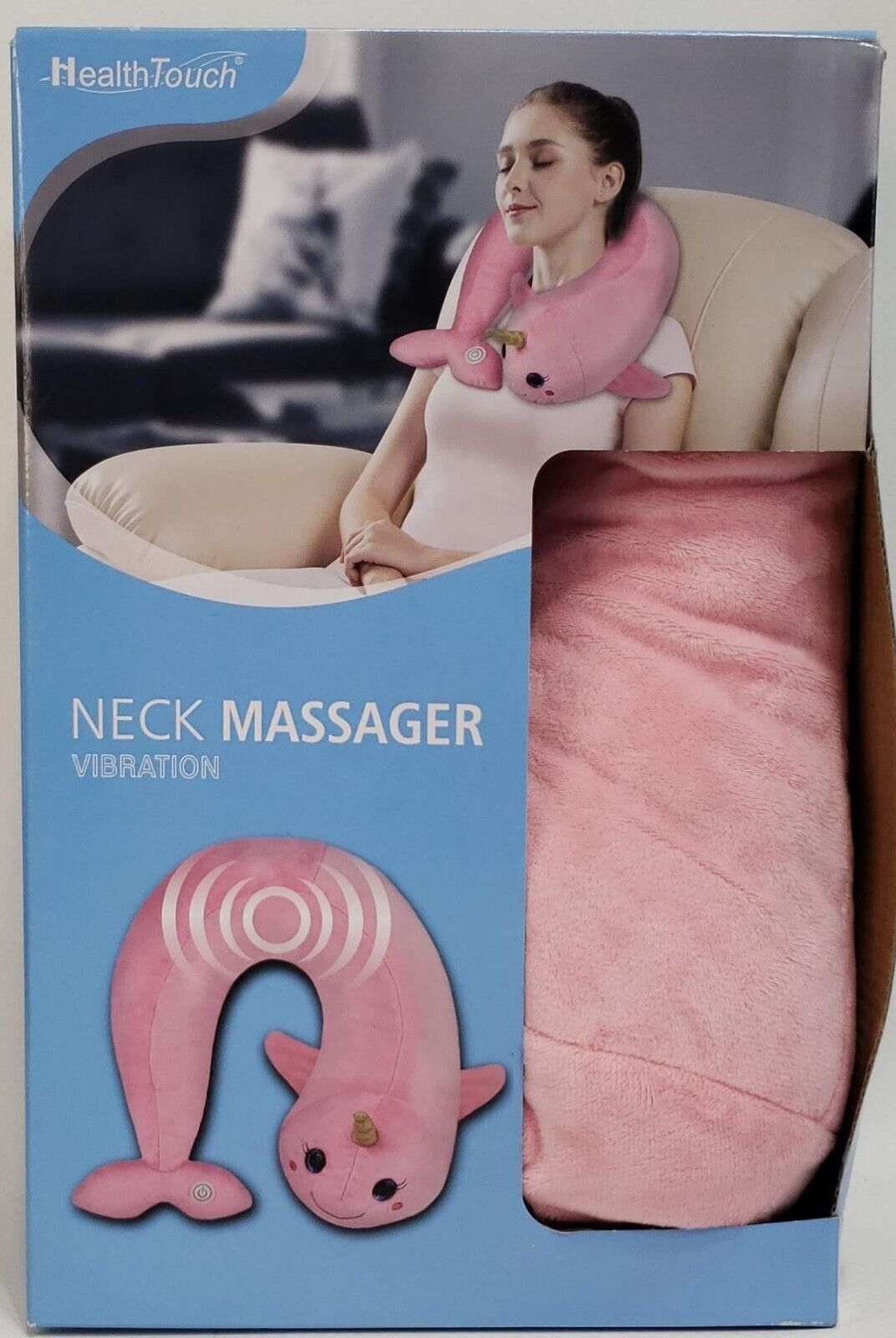 Health Touch Unicorn Neck Massager with Relaxing Vibration Pink