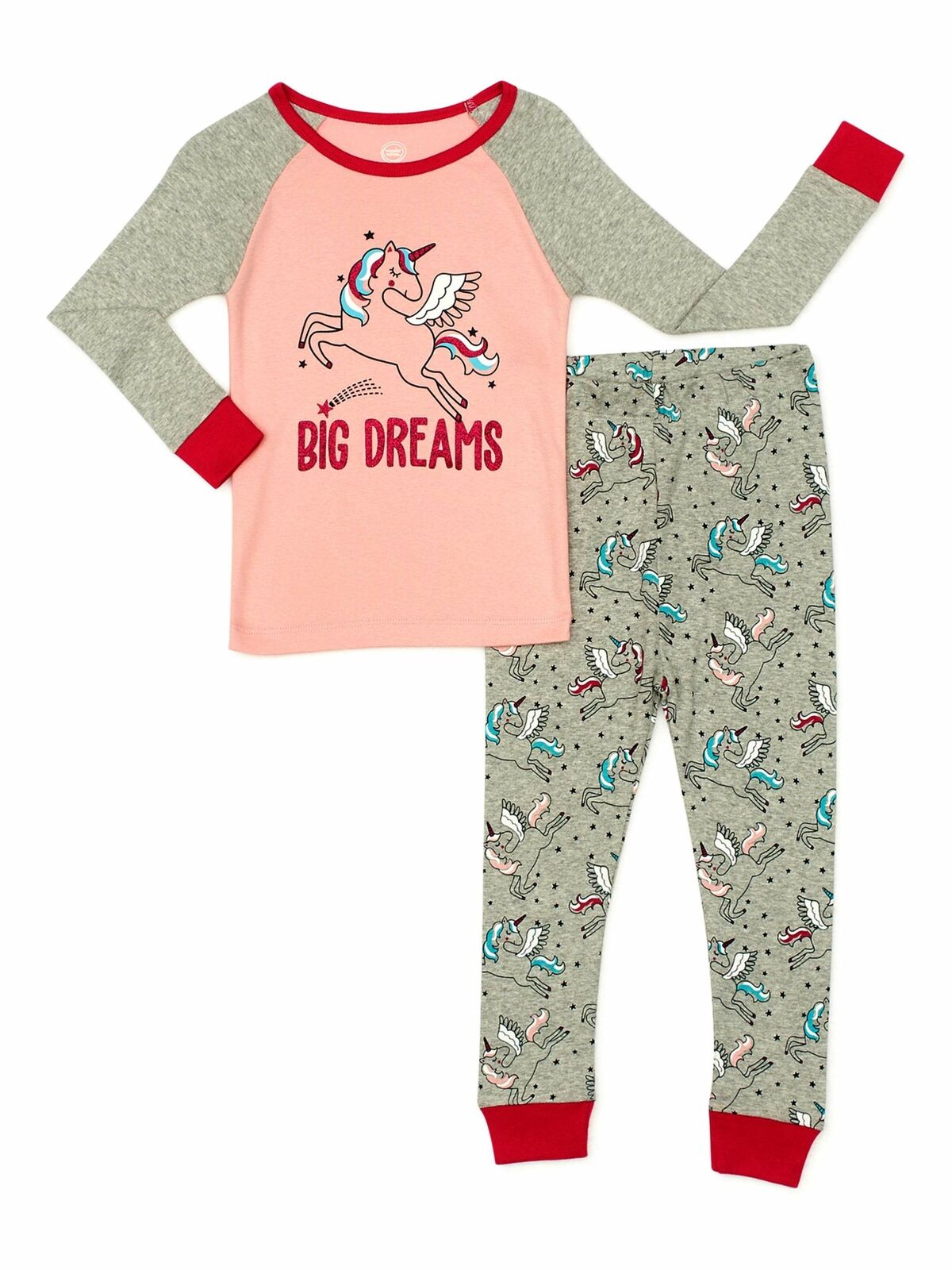 Wonder Nation Toddler Girls Unicorn Cotton Sleep Set 2 Piece Size 3T