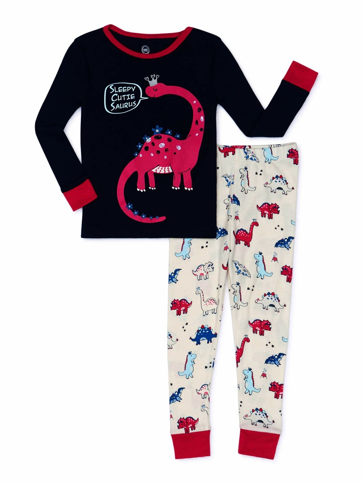 Wonder Nation Toddler Girls Dino Cotton Sleep Set 2 Piece Size 2T